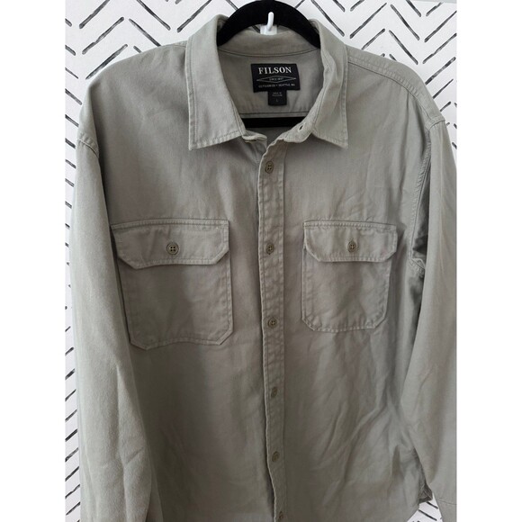 C.C. FILSON Men's Chino Twill Button Down Shirt in Fog Gray Size Large - Picture 4 of 10